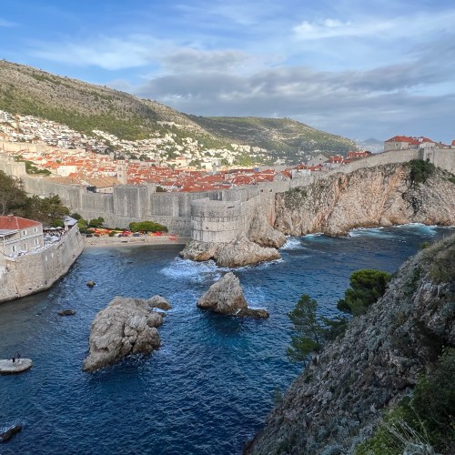 View of Dubrovnik, Croatia, from Fort Lovrijenac, where the “The Game of Thrones” fanciful “Red Keep” in “King’s Landing” was filmed. This stunning town, dubbed "The Pearl of the Adriatic," dates back to the Seventh century.