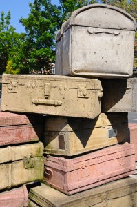 Steamer trunks from another era.